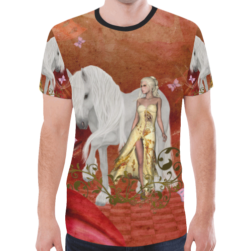 Unicorn with fairy and butterflies New All Over Print T-shirt for Men (Model T45)