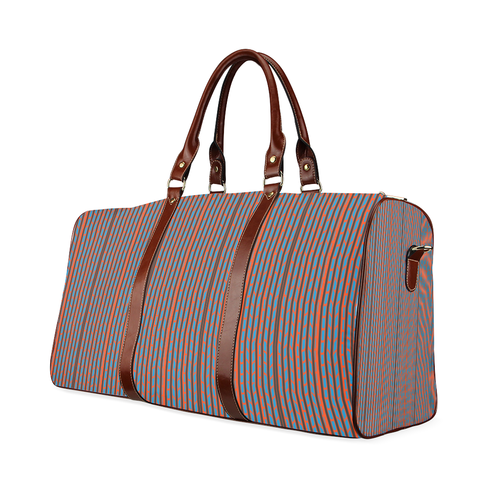Retro Orange Blue Web Weave Waterproof Travel Bag/Small (Model 1639)