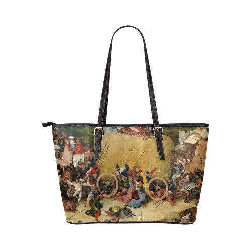 Hieronymus Bosch-The Haywain Triptych 2 Leather Tote Bag/Small (Model 1651)