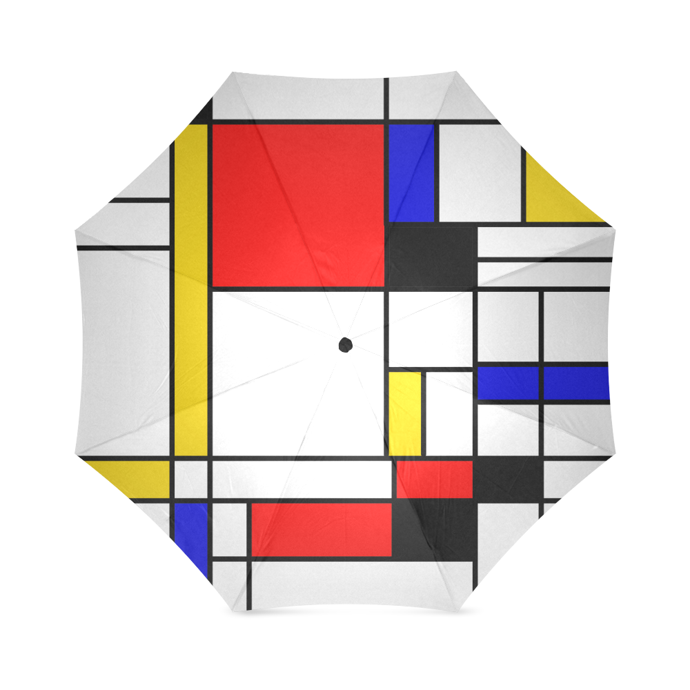 Bauhouse Composition Mondrian Style Foldable Umbrella (Model U01)