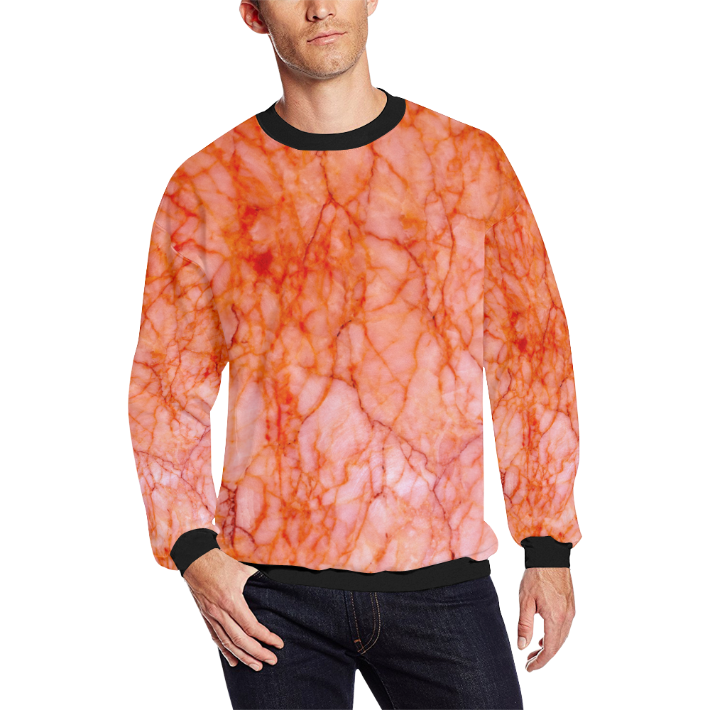 Red scratch pattern Men's Oversized Fleece Crew Sweatshirt (Model H18)