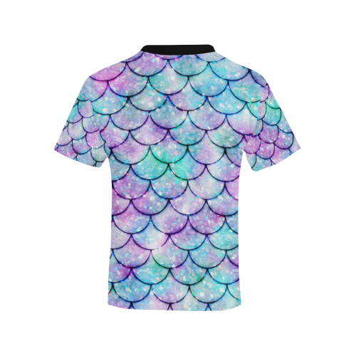 Mermaid SCALES light blue and purple Kids' All Over Print T-shirt (Model T65)