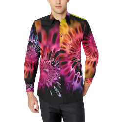 Magic Flower Flames Fractal - Psychedelic Colors Men's All Over Print Casual Dress Shirt (Model T61)