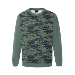 Jungle Tiger Stripe Green Camouflage  (Vest Style) Green Men's Oversized Fleece Crew Sweatshirt/Large Size(Model H18)