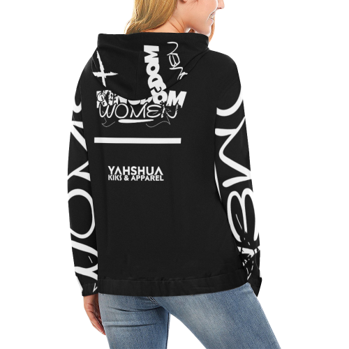 Black All Over Print Hoodie for Women (USA Size) (Model H13)
