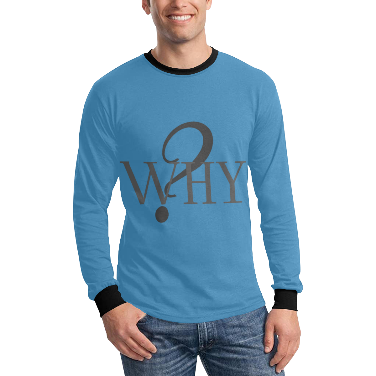 Why? Pastel blue Men's All Over Print Long Sleeve T-shirt (Model T51)