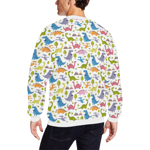 Dinosaur Pattern Men's Oversized Fleece Crew Sweatshirt (Model H18)