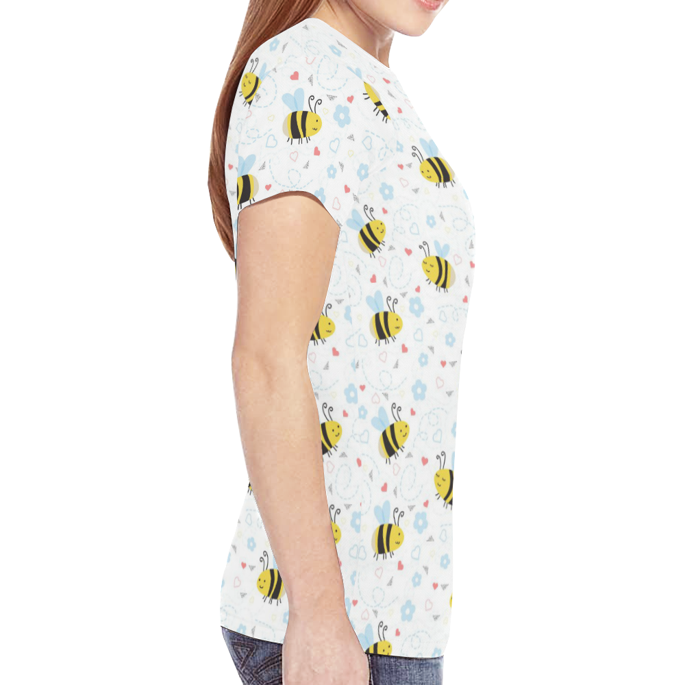 Cute Bee Pattern New All Over Print T-shirt for Women (Model T45)