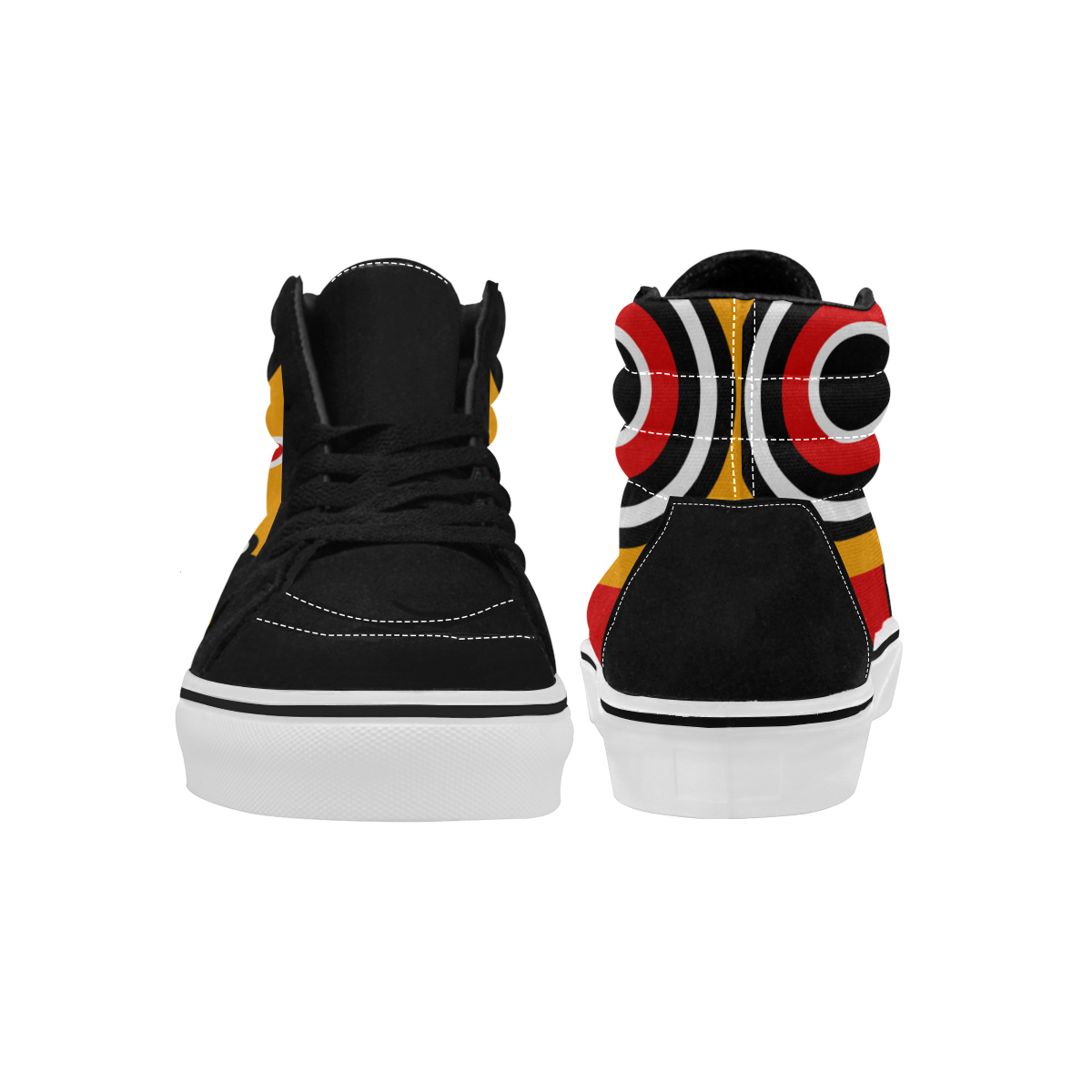 Red Yellow Tiki Tribal Women's High Top Skateboarding Shoes (Model E001-1)