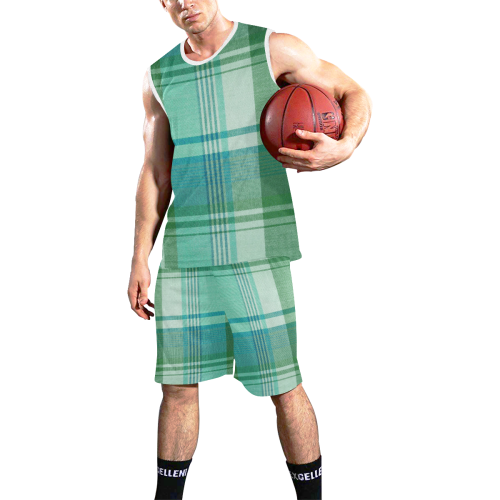 TARTAN GREEN-123 All Over Print Basketball Uniform