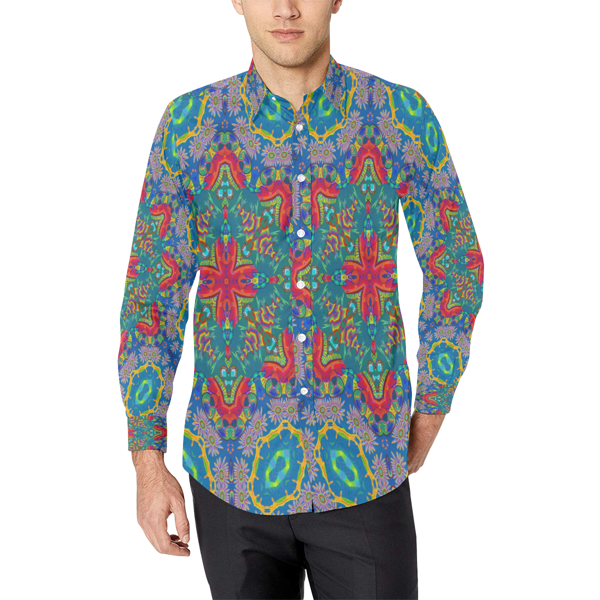 Oceanic Harmony by Sarah Walkerpng18 Men's All Over Print Casual Dress Shirt (Model T61)