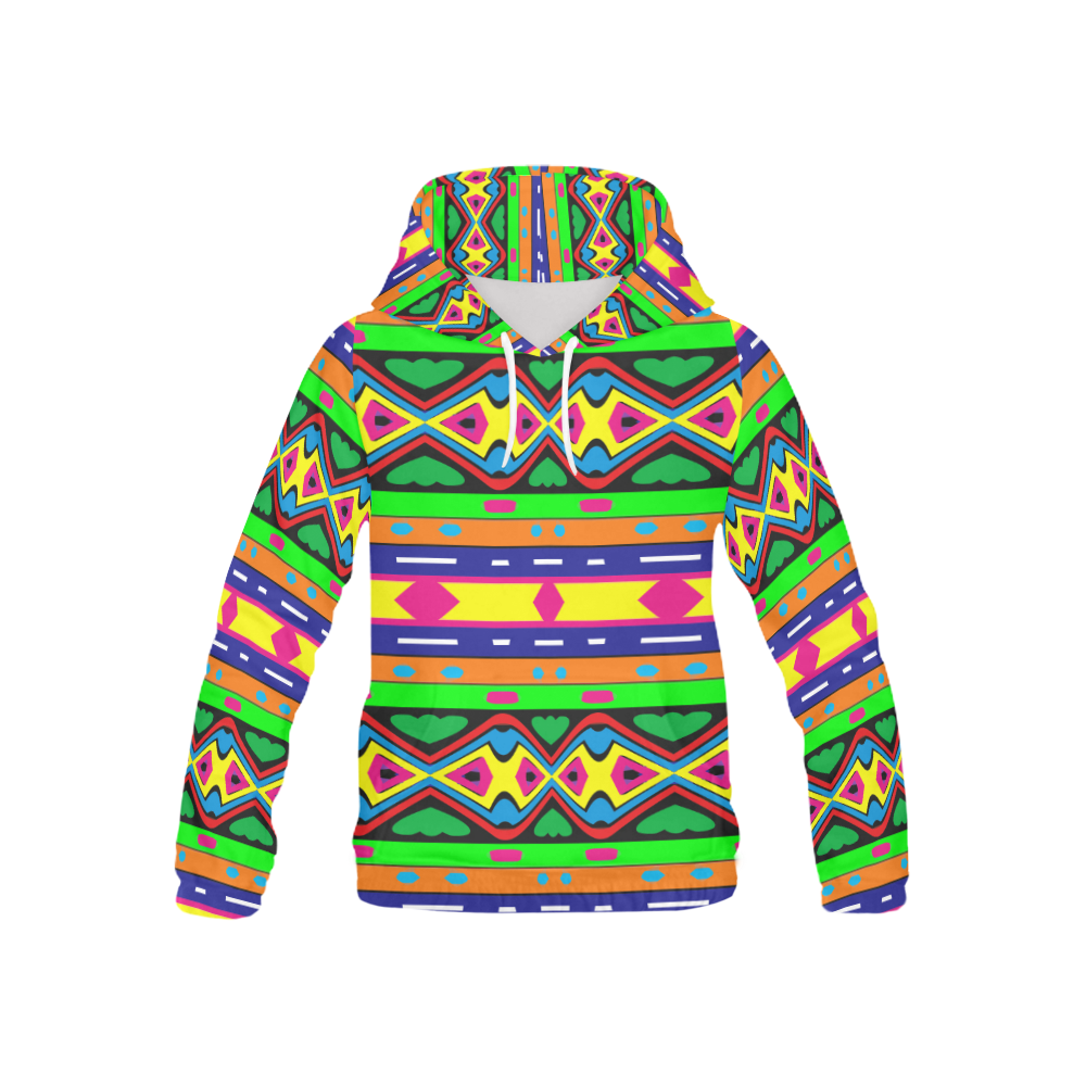 Distorted colorful shapes and stripes All Over Print Hoodie for Kid (USA Size) (Model H13)