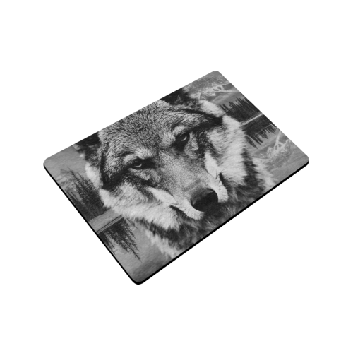 Wolf Animal Nature Doormat 24"x16" (Black Base)