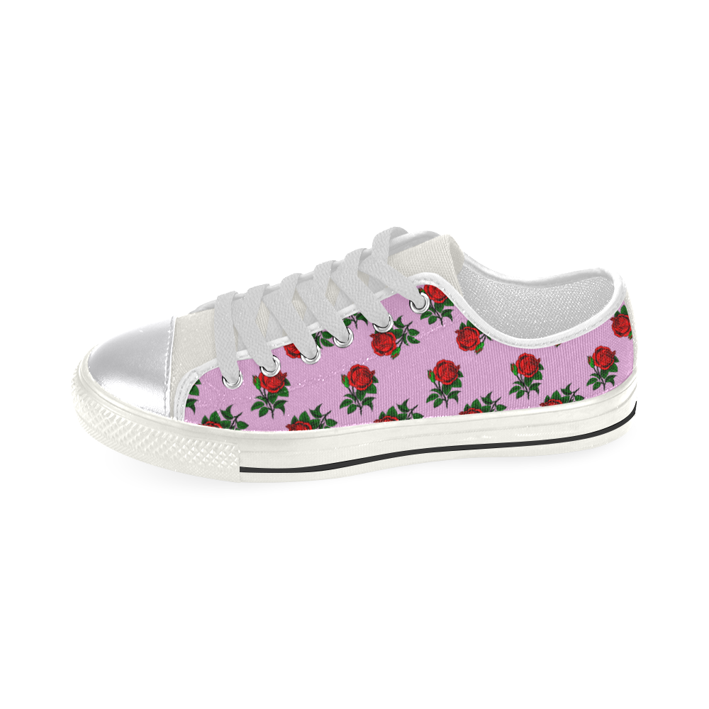 red roses pink Women's Classic Canvas Shoes (Model 018)