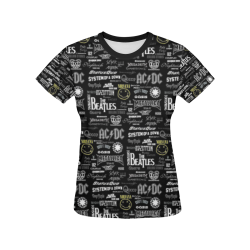 Band Logo Pattern All Over Print T-shirt for Women/Large Size (USA Size) (Model T40)