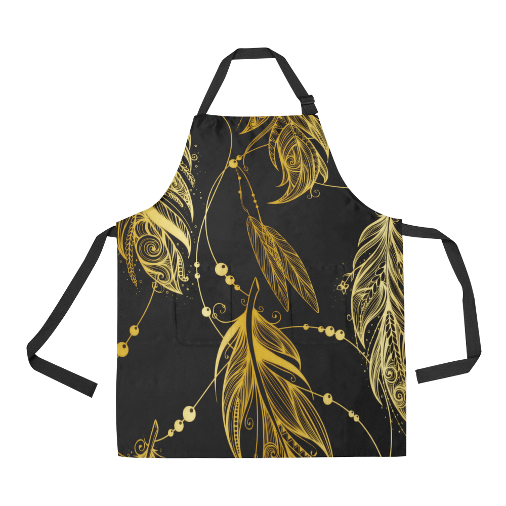 Golden Feathers All Over Print Apron