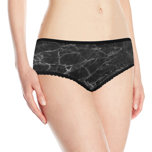 Marble Black Pattern Women's All Over Print Classic Briefs (Model L13)