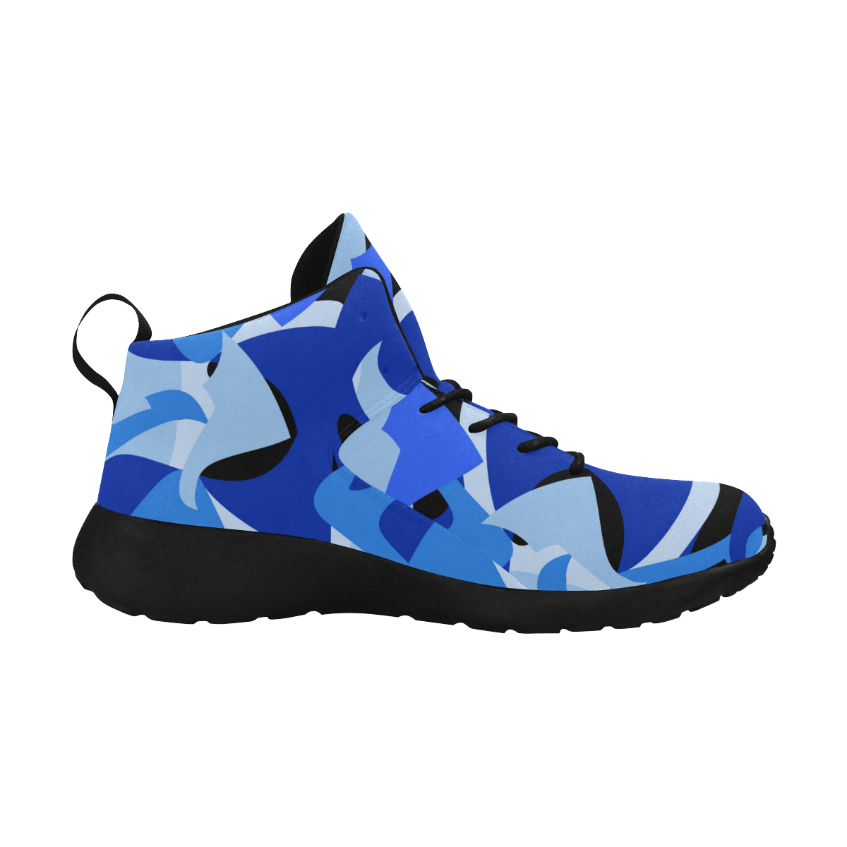 Camouflage Abstract Blue and Black Men's Chukka Training Shoes (Model 57502)