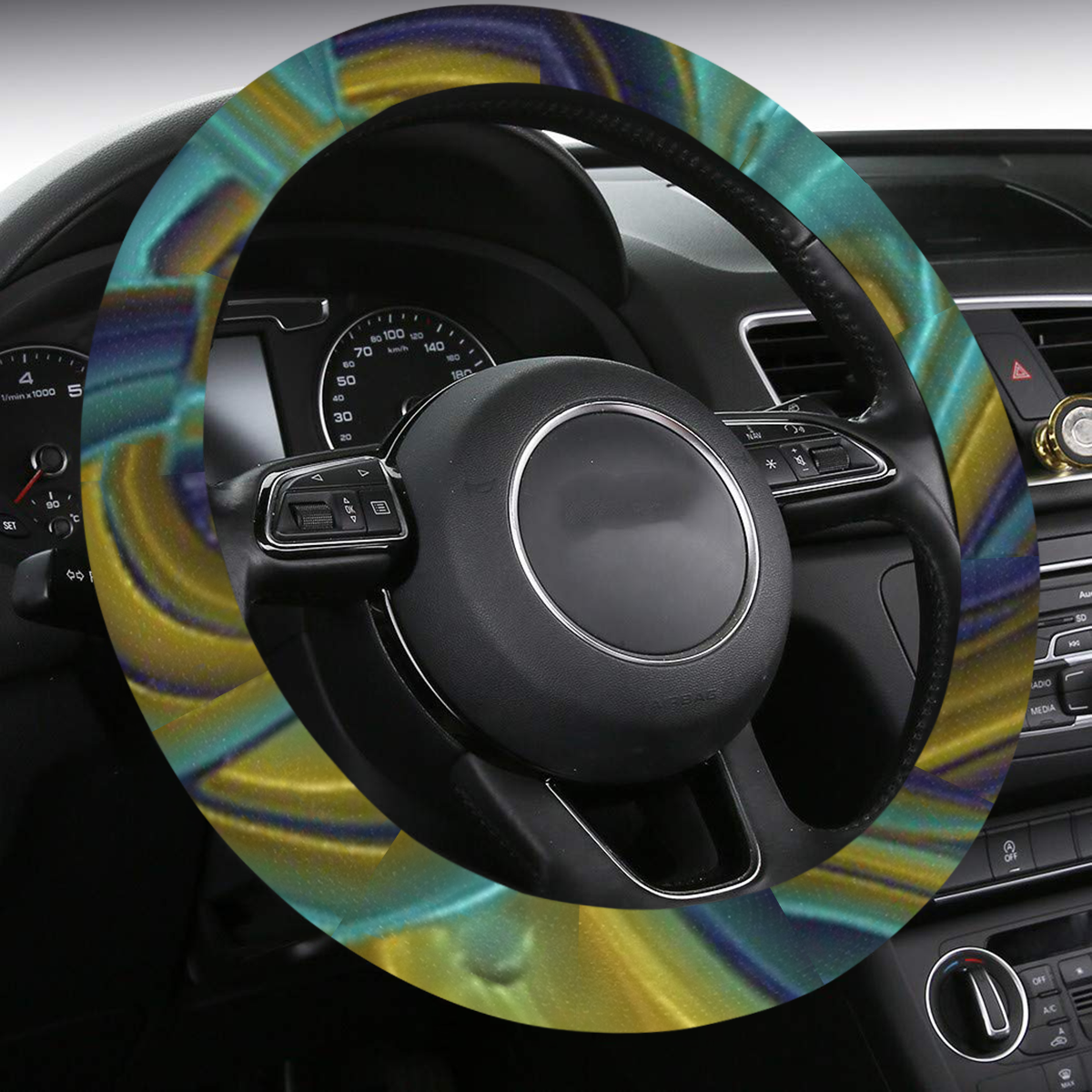 Abstract Art Deco 13 by JamColors Steering Wheel Cover with Anti-Slip Insert