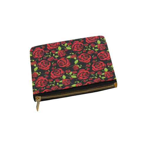 Red Roses on Black Carry-All Pouch 6''x5''