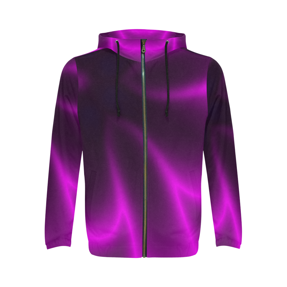 Purple Blossom All Over Print Full Zip Hoodie for Men/Large Size (Model H14)