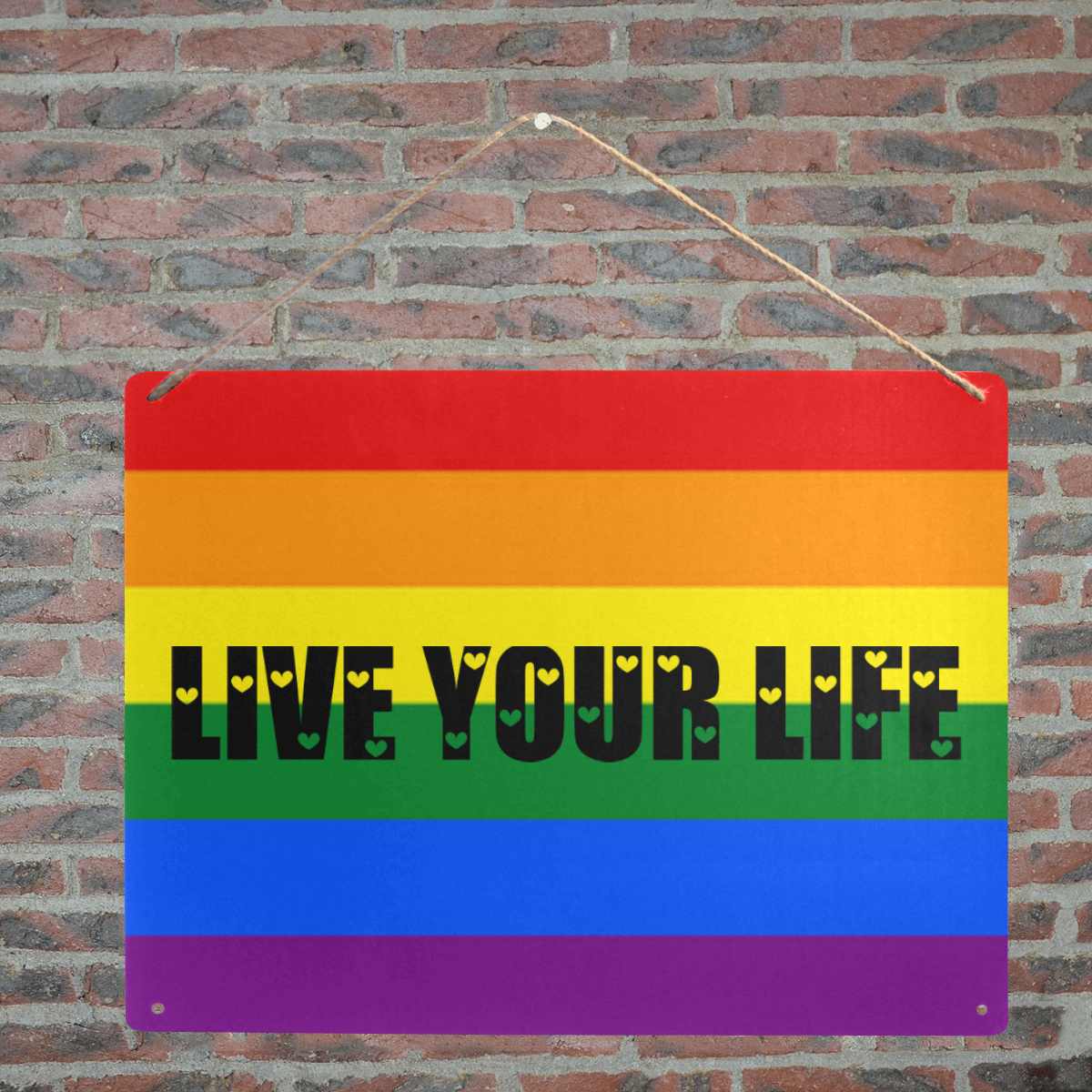 Gay Pride Rainbow Flag Stripes Metal Tin Sign 16"x12"