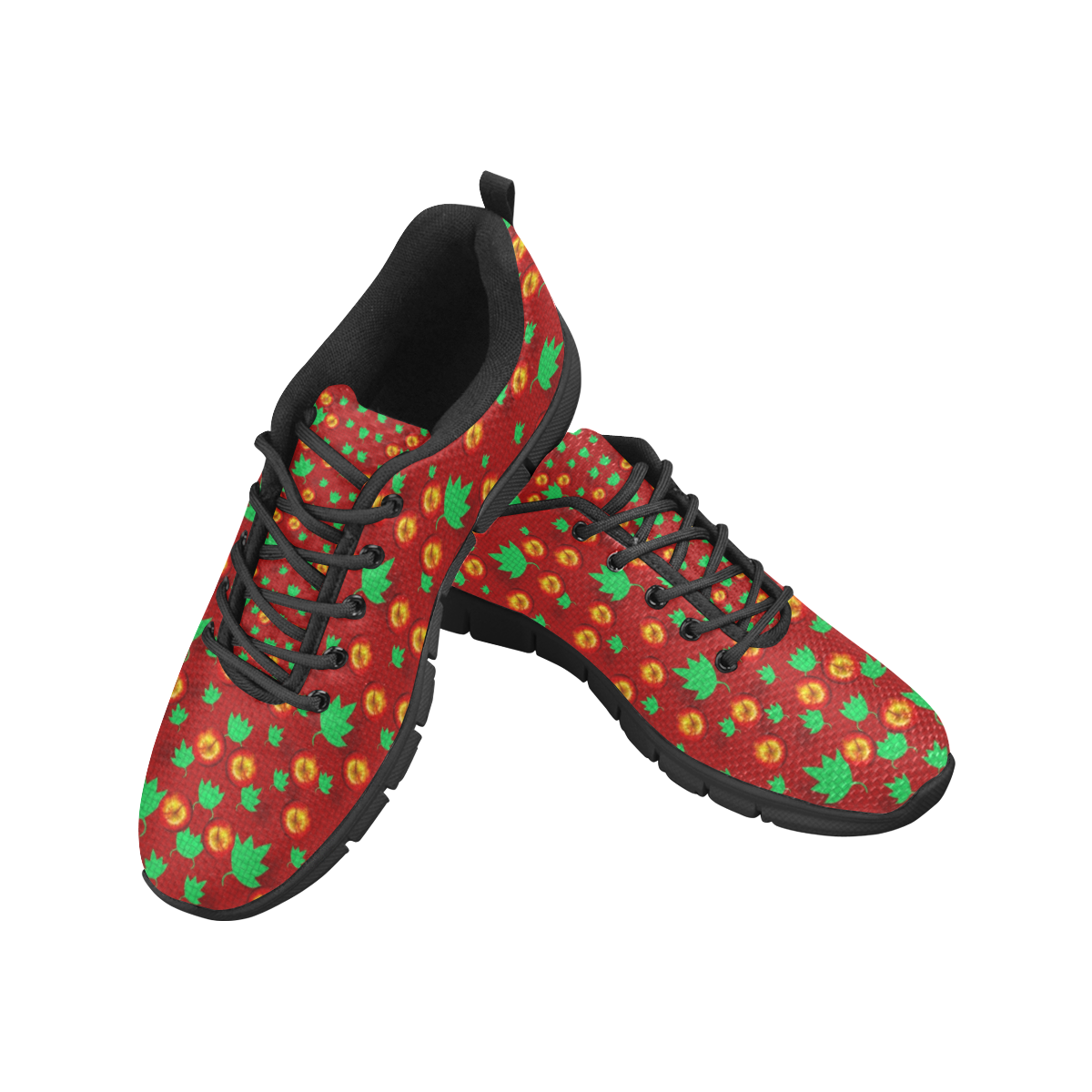 May be Christmas apples ornate Women's Breathable Running Shoes (Model 055)