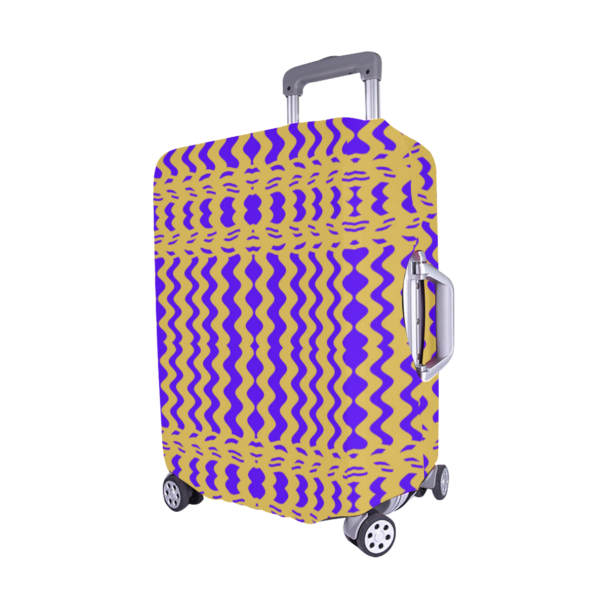 Purple Yellow Modern  Waves Lines Luggage Cover/Medium 22"-25"