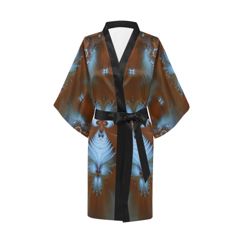 Dark Red and Light Blue Fractal Kimono Robe