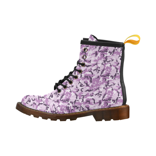 Woodland Pink Purple Camouflage High Grade PU Leather Martin Boots For Men Model 402H