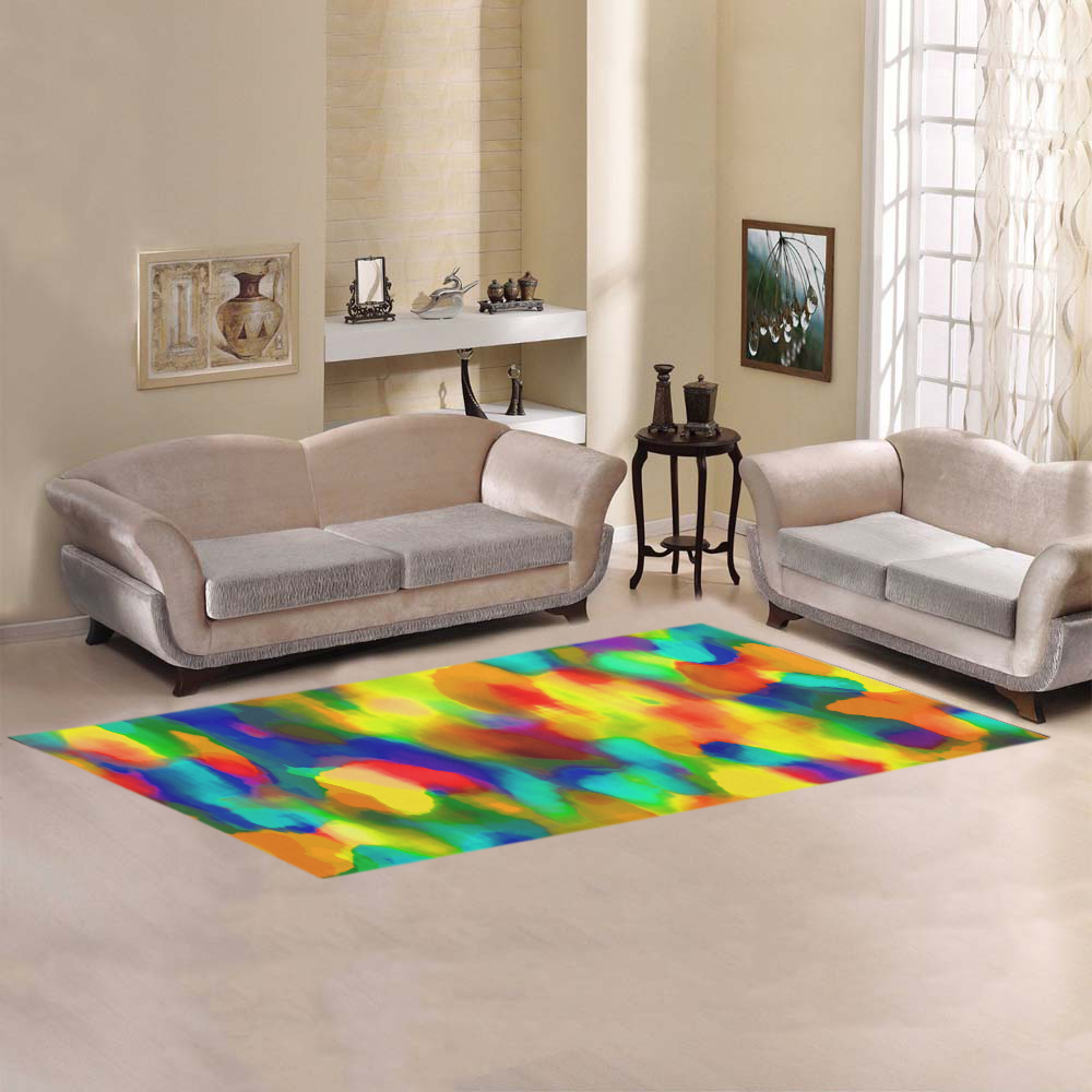 Colorful watercolors texture Area Rug 9'6''x3'3''