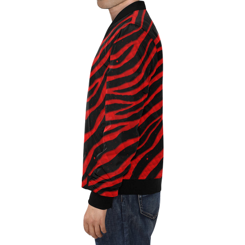 Ripped SpaceTime Stripes - Red All Over Print Bomber Jacket for Men/Large Size (Model H19)