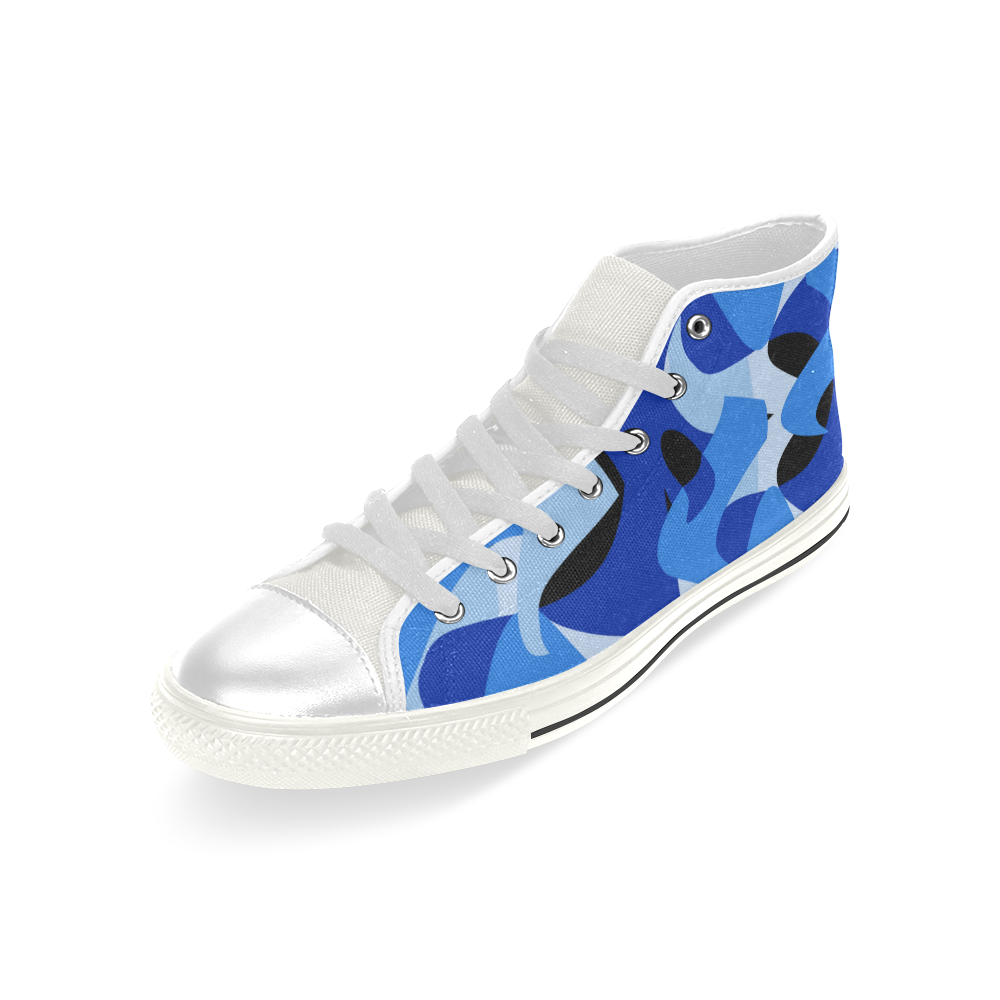 Camouflage Abstract Blue and Black Men’s Classic High Top Canvas Shoes (Model 017)