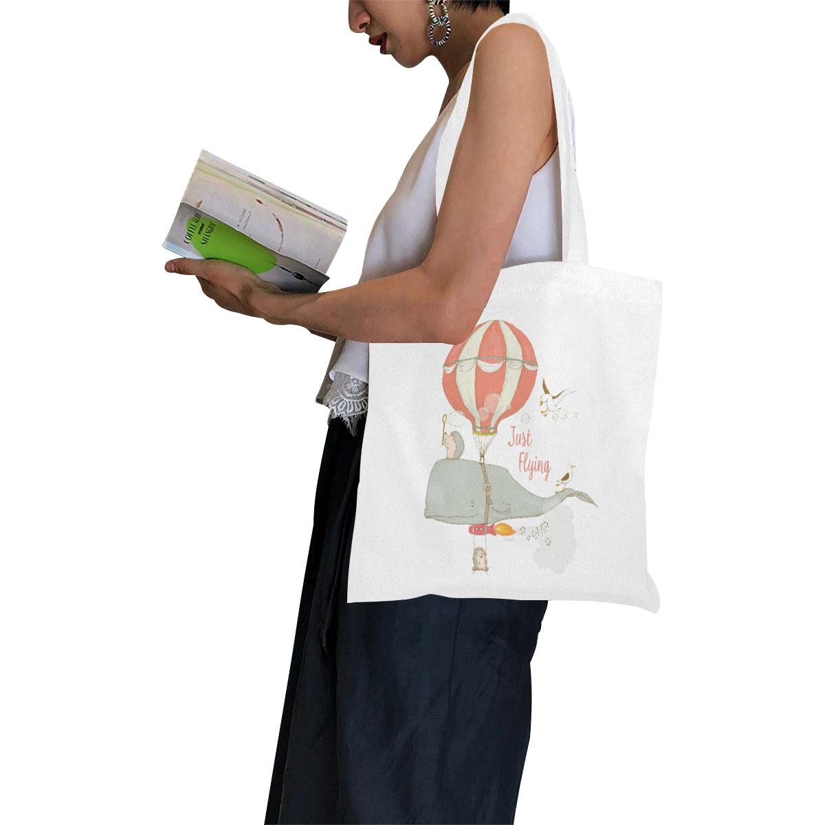 Just a flying Whale Canvas Tote Bag/Small (Model 1700)