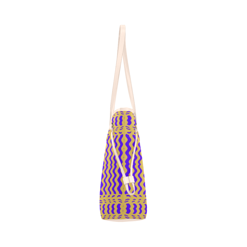 Purple Yellow Modern  Waves Lines Clover Canvas Tote Bag (Model 1661)