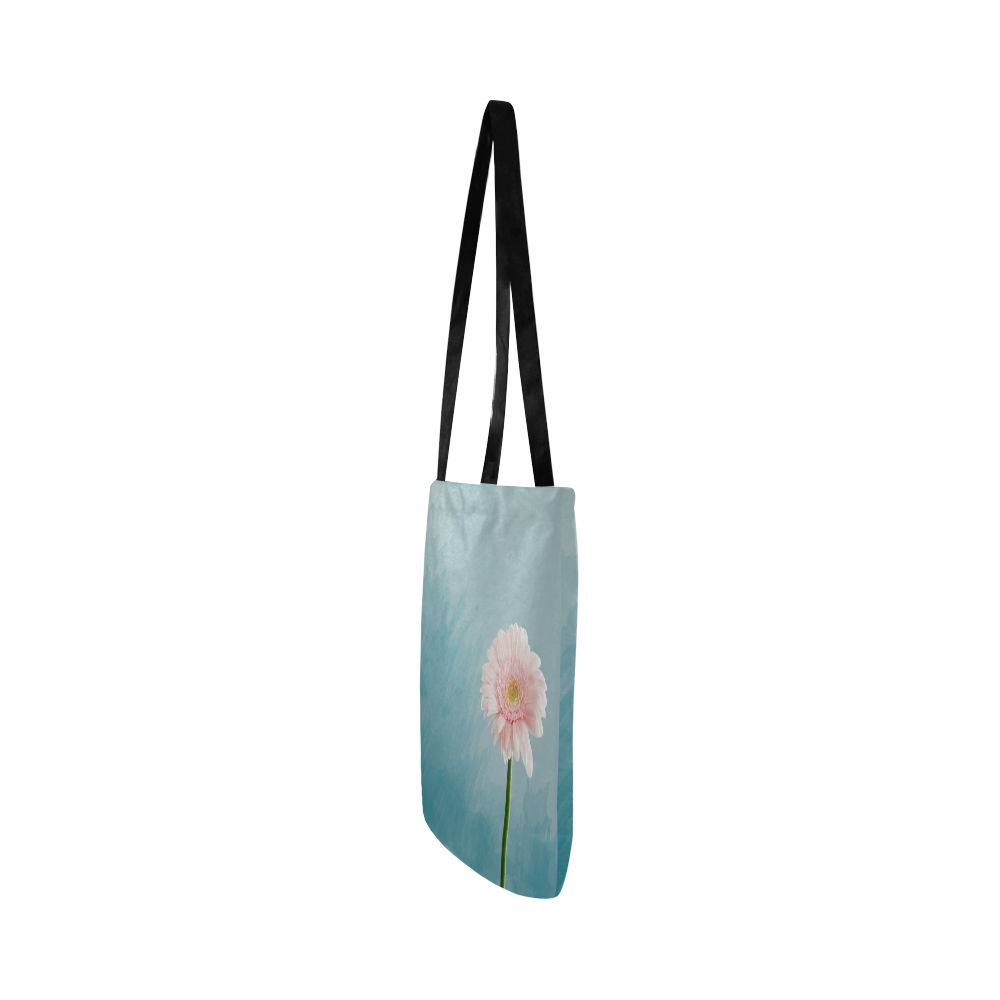 Gerbera Daisy - Pink Flower on Watercolor Blue Reusable Shopping Bag Model 1660 (Two sides)
