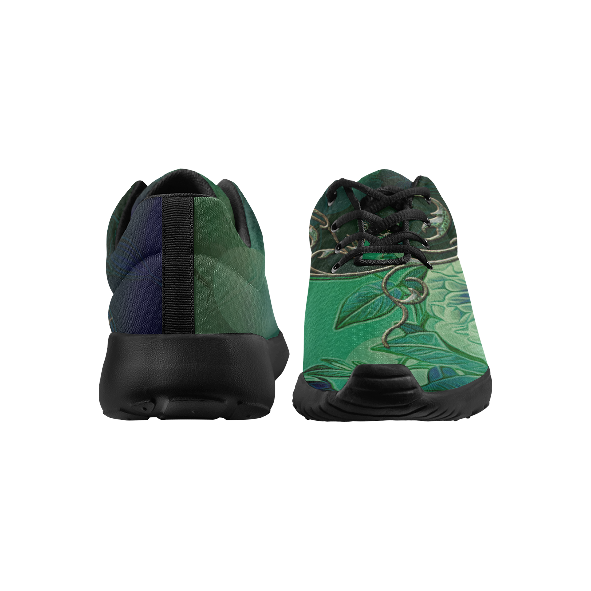 Green floral design Men's Athletic Shoes (Model 0200)