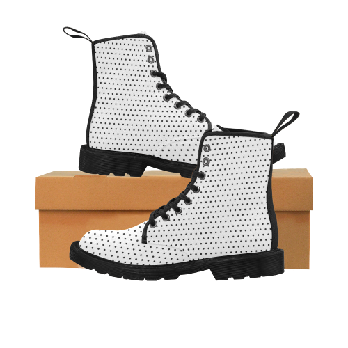 Polka Dot Pin White by Jera Nour Martin Boots for Women (Black) (Model 1203H)