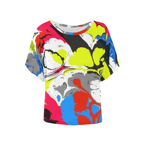 Colorful distorted shapes2 Women's Batwing-Sleeved Blouse T shirt (Model T44)