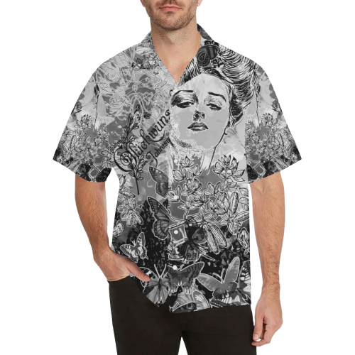 Lady and butterflies Hawaiian Shirt (Model T58)