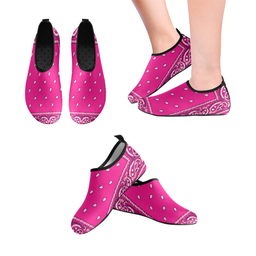 KERCHIEF PATTERN PINK Women's Slip-On Water Shoes (Model 056)