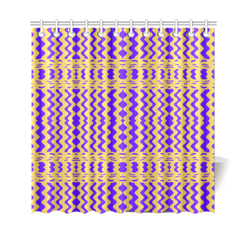 Purple Yellow Modern  Waves Lines Shower Curtain 69"x70"