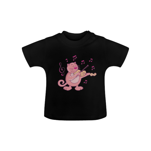 Cat with Violin Baby Classic T-Shirt (Model T30)