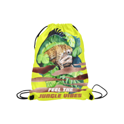 Leann Jungle vibes yellow Medium Drawstring Bag Model 1604 (Twin Sides) 13.8"(W) * 18.1"(H)