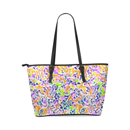 Floral Summer Greetings 1B  by JamColors Leather Tote Bag/Large (Model 1640)