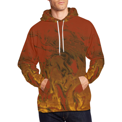 Eternal Fire - gold black red orange gradient swirls diy personalize All Over Print Hoodie for Men/Large Size (USA Size) (Model H13)