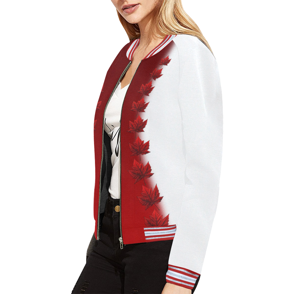 Canada Bomber Jackets Women's Canada Jackets All Over Print Bomber Jacket for Women (Model H21)