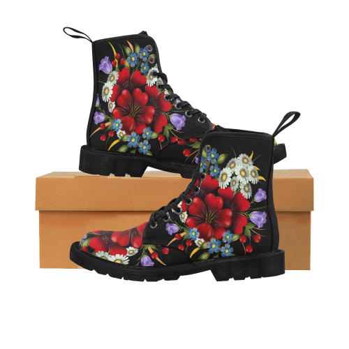 Bouquet Of Flowers Martin Boots for Men (Black) (Model 1203H)