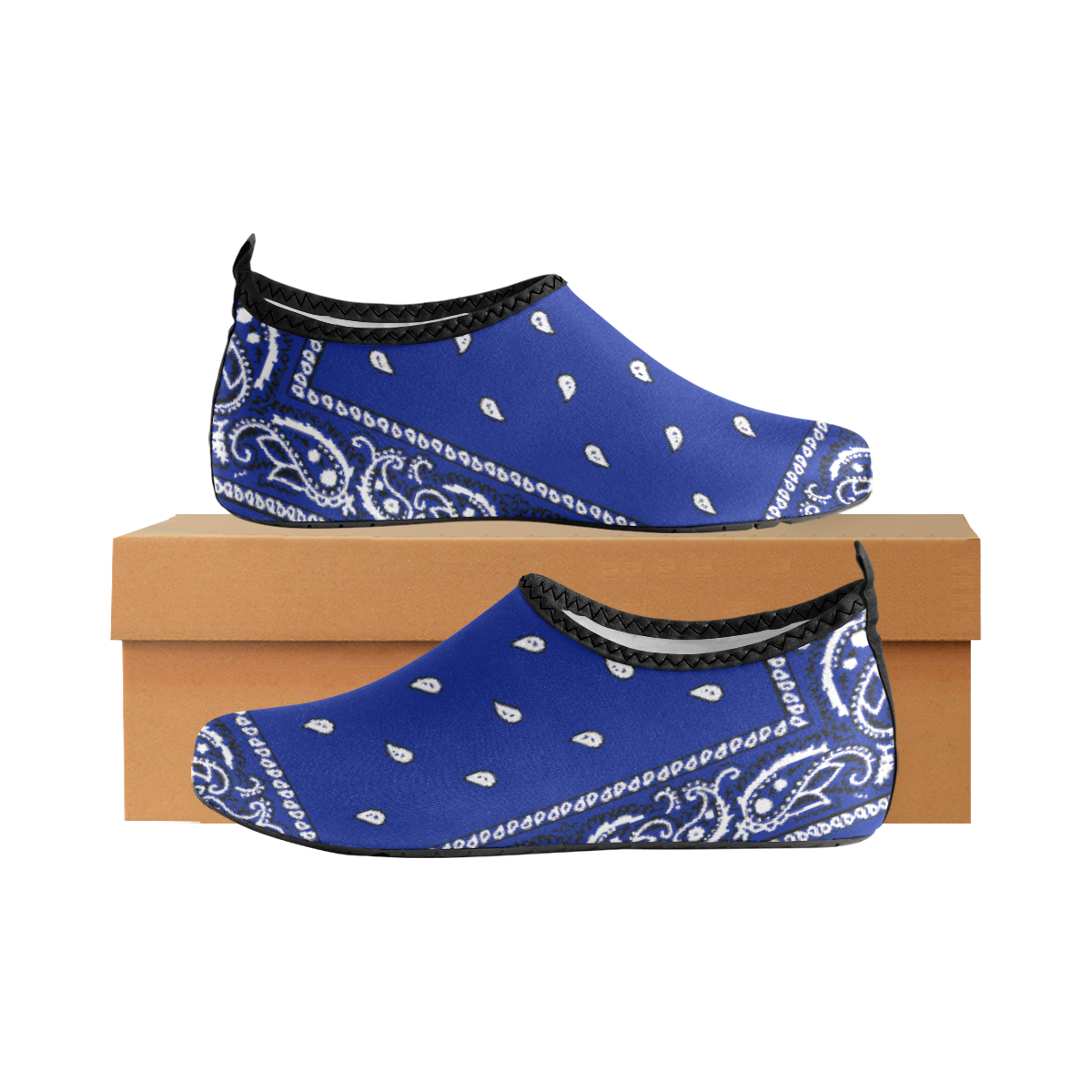 KERCHIEF PATTERN BLUE Women's Slip-On Water Shoes (Model 056)
