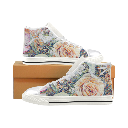 Impression Floral 10191 by JamColors Women's Classic High Top Canvas Shoes (Model 017)